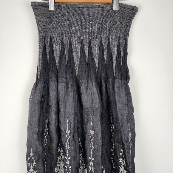 Anthropologie Lapis Strapless Long Dress Smocked Stretchy Upper Floral One Size - Picture 13 of 15